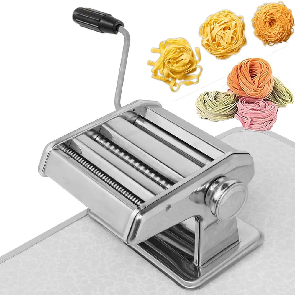Stainless Steel Fresh Pasta Maker Roller Machine for Spaghetti Noodle Fettuccine gallery