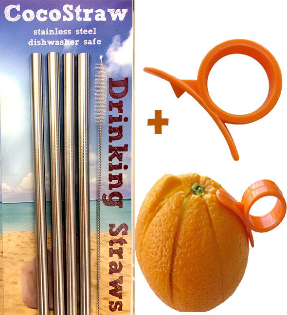 4 Wide Stainless Steel Drinking Straws Straight Smoothie 8.5" long 5/16" width gallery