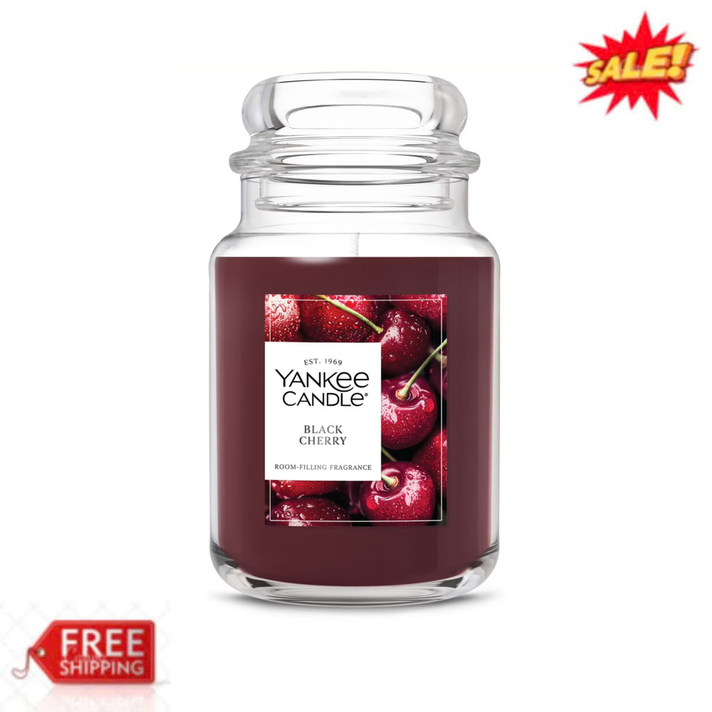 Yankee Candle Black Cherry Original Large Jar Scented Candles 22 oz Up To 150 H