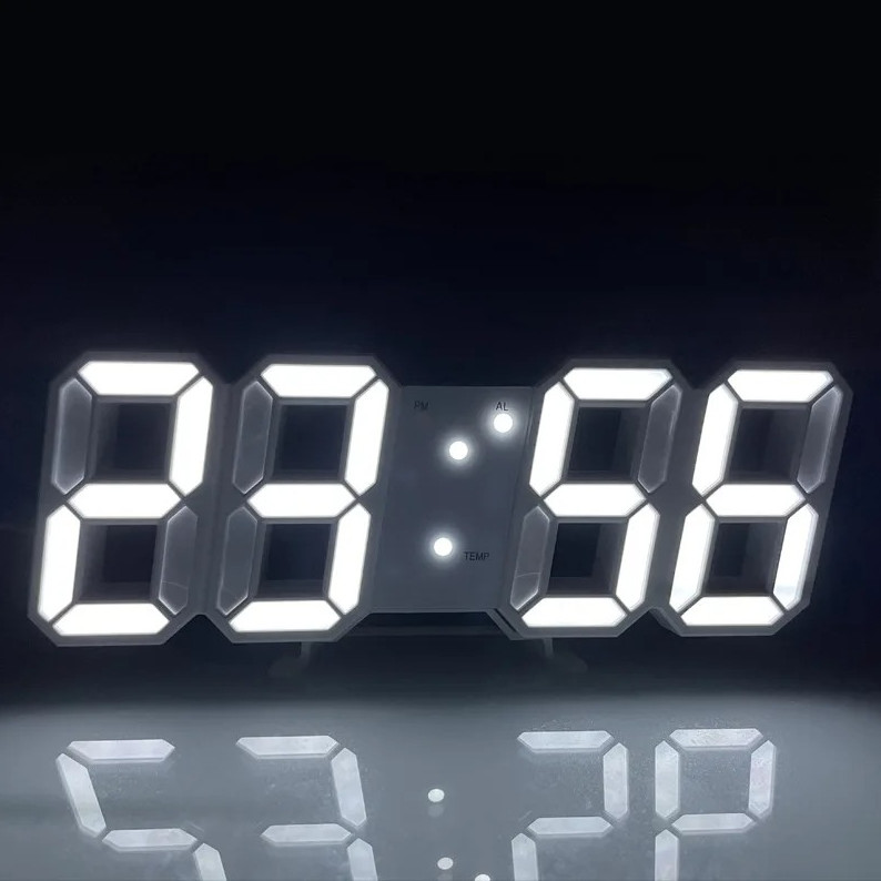 3D LED Digital Wall Clock Modern USB Plug-In Alarm Temp Display Home Decor gallery