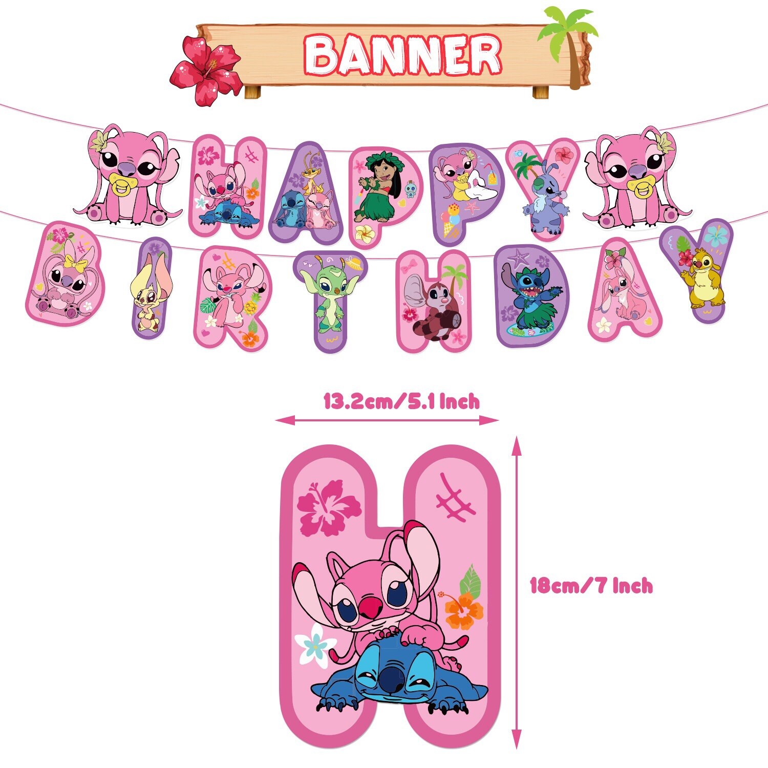 Lilo & Stitch Birthday Party Supplies Happy Birthday Banner Balloon Cake Toppers gallery