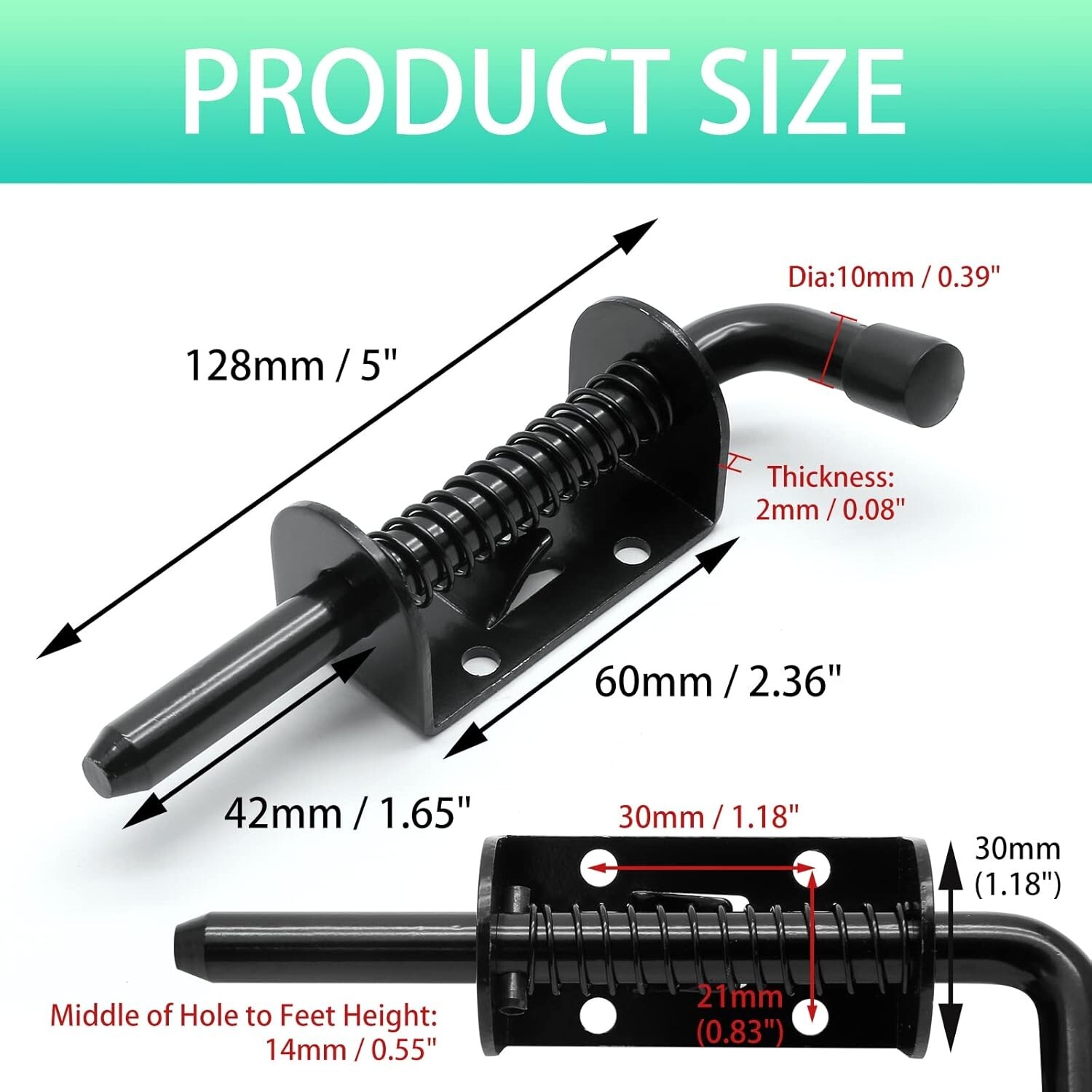 2 Pack 6 Inch Spring Loaded Latch Bolt Latch Pin Door Lock for Shed Gate Trailer gallery