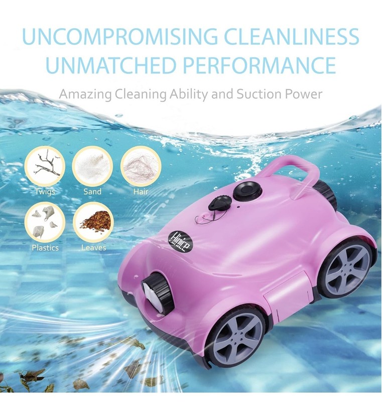 Cordless Robotic Pool Cleaner,Automatic Pool Vacuum Robot up to 2153 sq ft Pink gallery