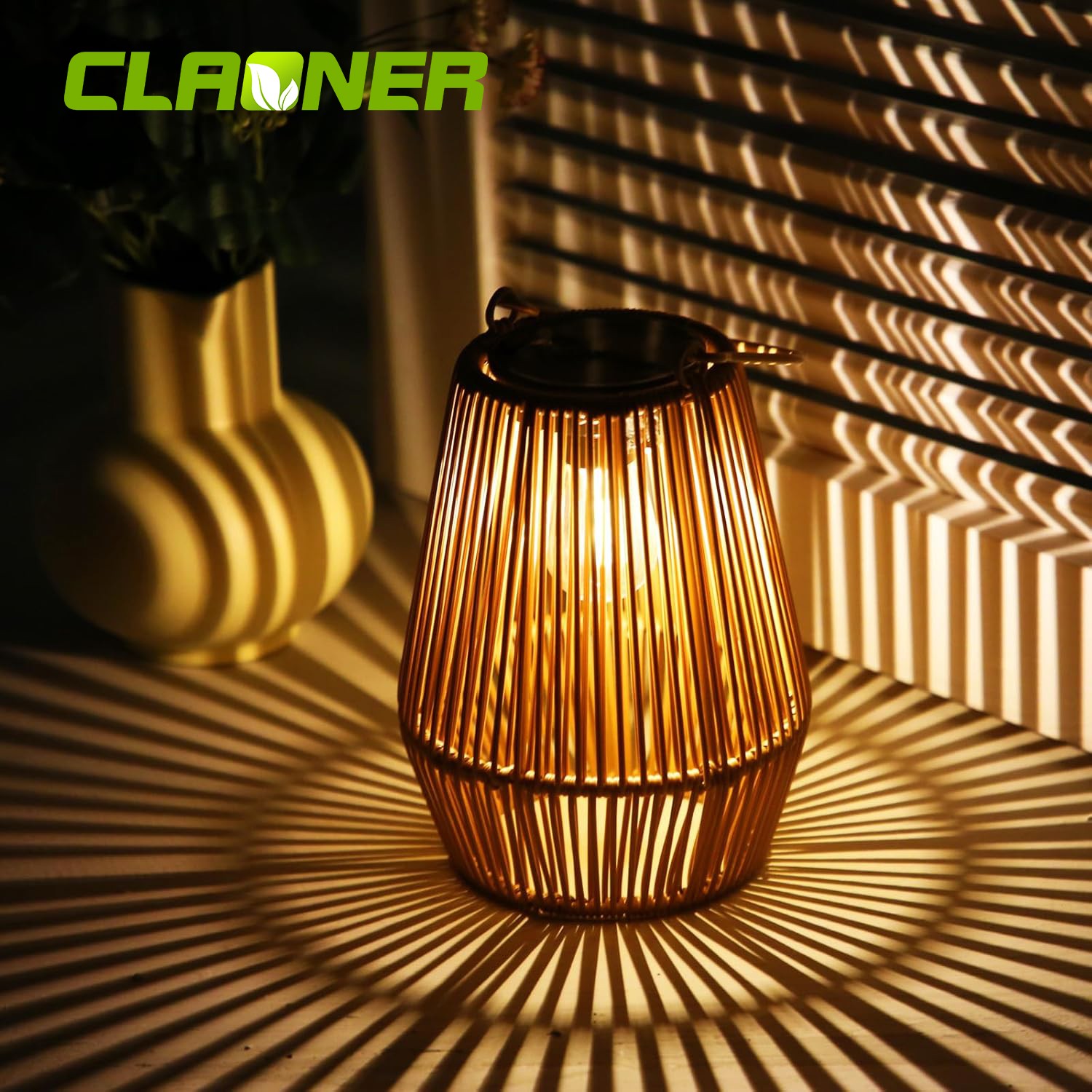 Solar Lights Outdoor Waterproof Boho Light for Outside Hanging Rattan Lantern US gallery