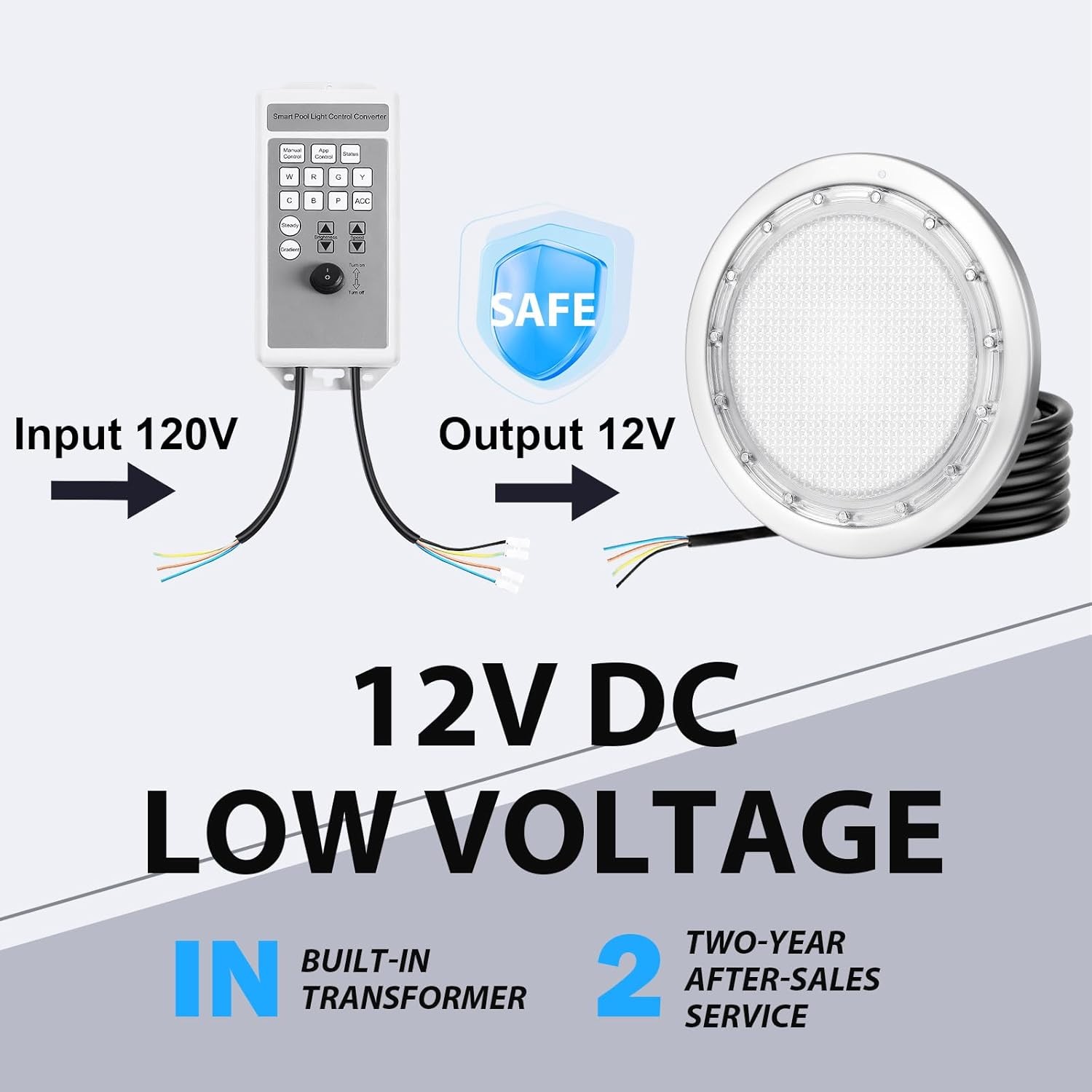 Inground LED Pool Light 12V 60W 10 Inch 50FT Cord APP gallery