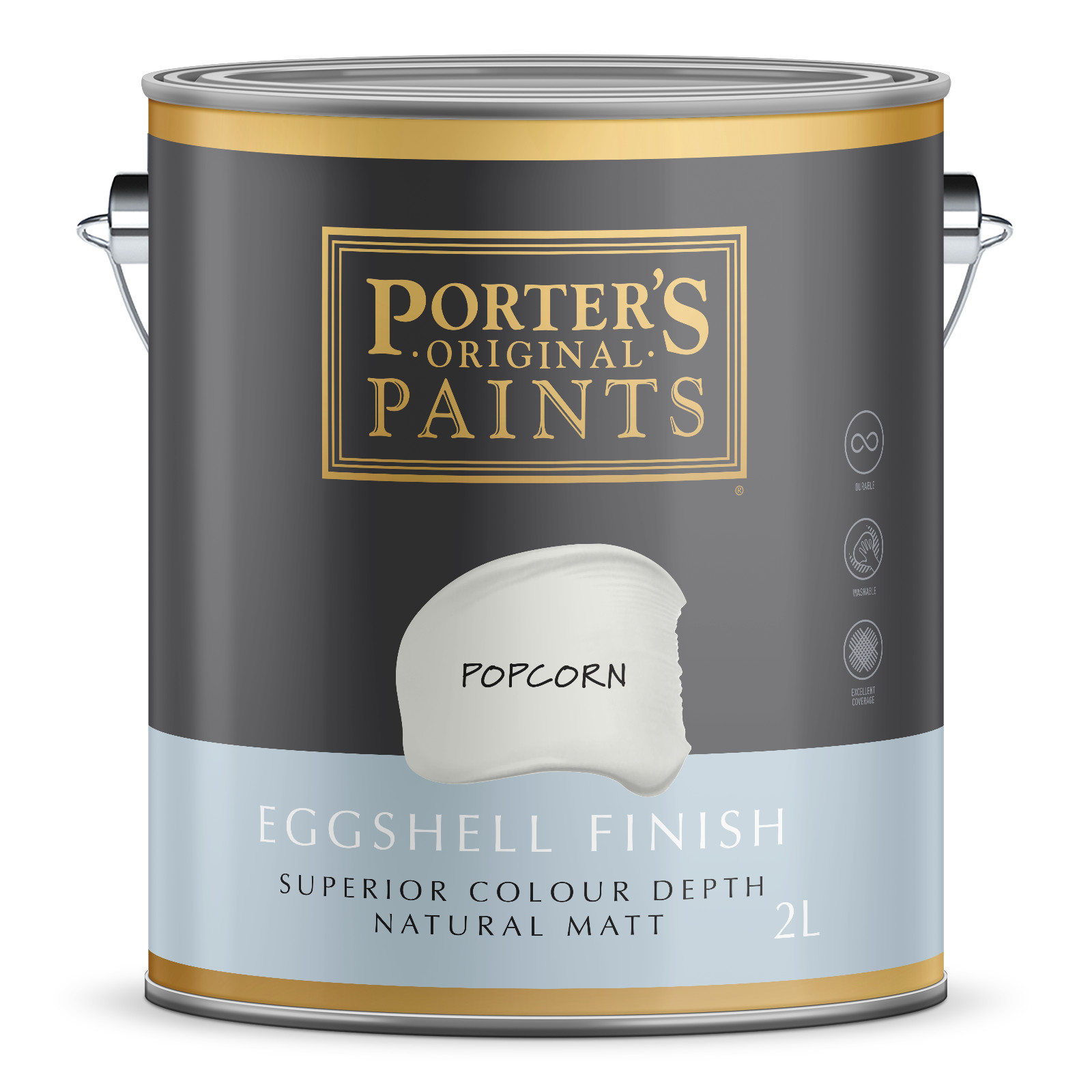 Porter's 2L Popcorn Eggshell Finish Broadwall Washable Paint gallery