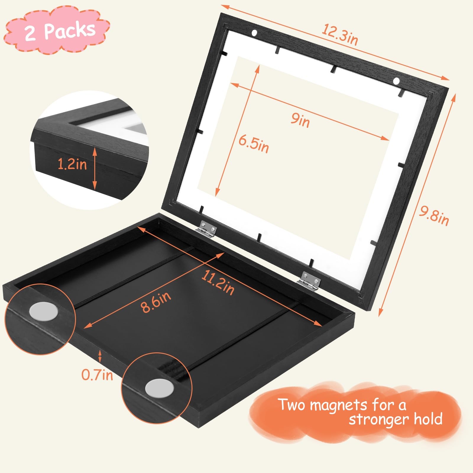 2 Packs Art Frame, 8.5x11 Front Opening Artwork Frames Changeable, Holds 100 ... gallery