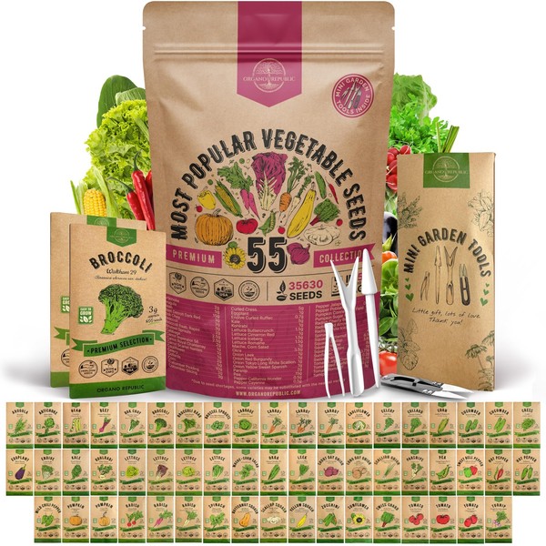 55 Vegetable Seeds Variety Pack - 35,600+ Non-GMO Green, Red, Purple, Yellow gallery