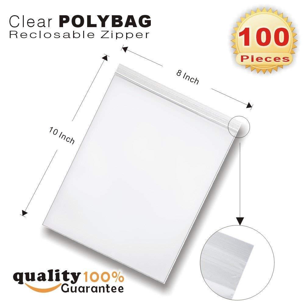 100 Pcs 8"x10" Clear Self-sealing Poly Bag with Reclosable Zip gallery