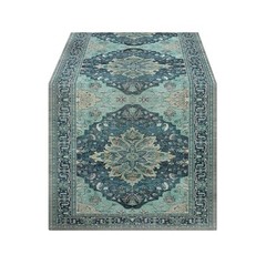 Boho Floral Pattern Summer Table Runner 72 Inches Long 13″ x 72″ Teal and Blue