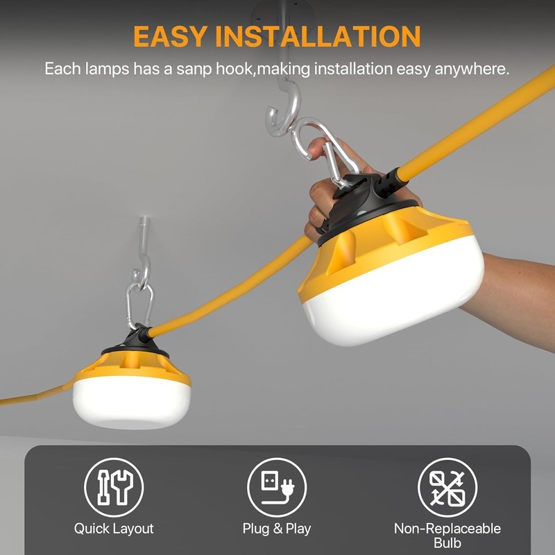 LED Construction String Lights: 50FT IP65 Waterproof ETL Certified Crawl Space L gallery