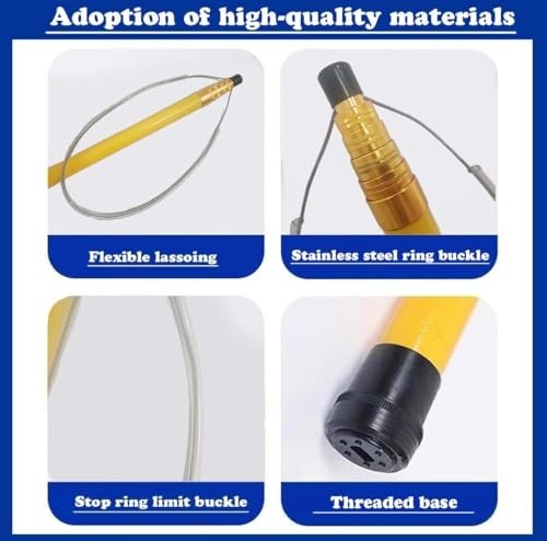 Adjustable 15ft-30ft Telescopic Pool Rescue Hook & Heavy Duty Fiberglass Pole - gallery