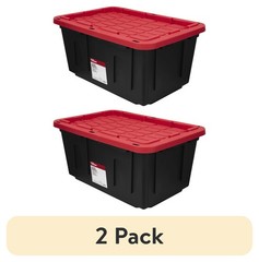 (2 Pack) Heavy-Duty Durable Plastic Black Storage 27 Gallon Tote