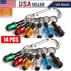 14Pcs 1/4″ Hex Shank Quick Release Keychain Screwdriver Drill Bits Holder Set