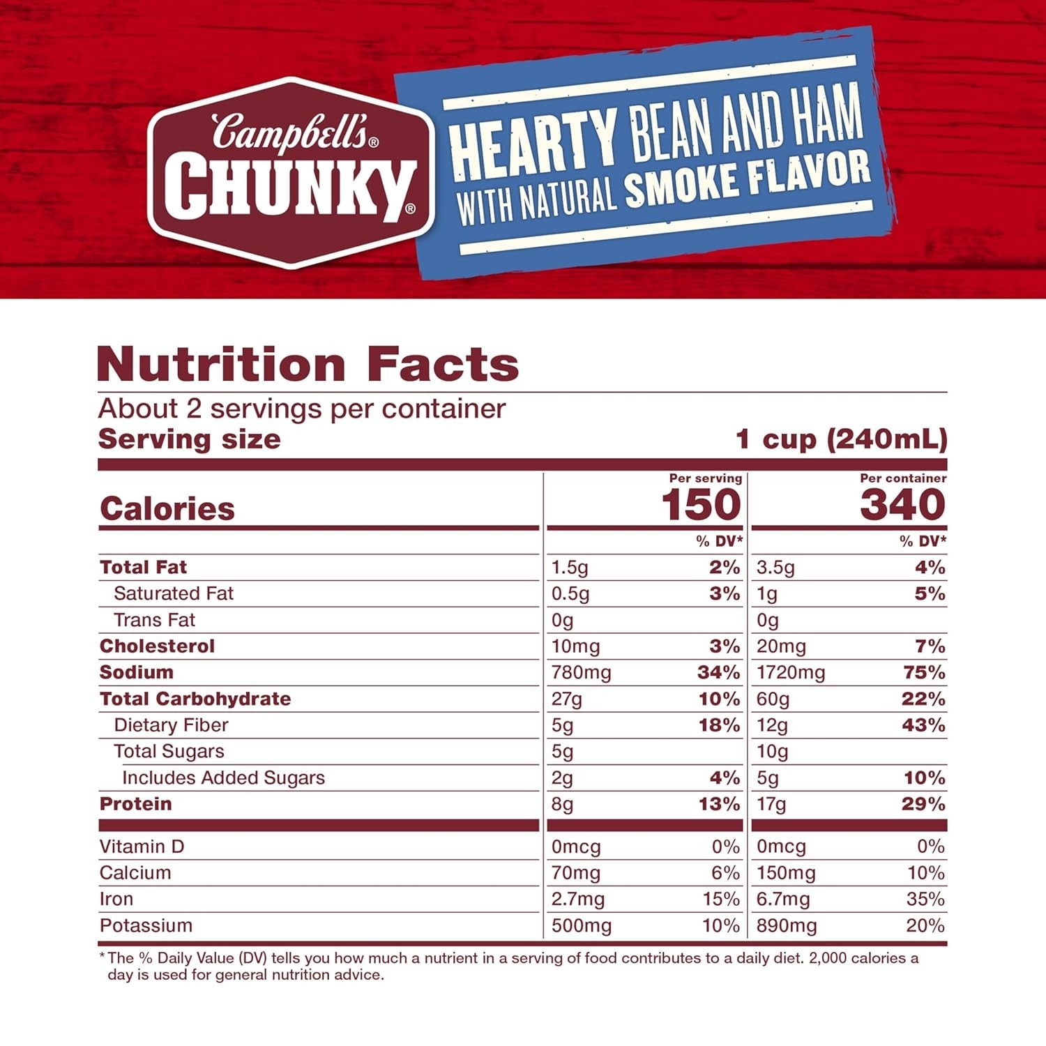 Campbell’s Chunky Soup, Hearty Bean & Ham with Natural Smoke, 19 Oz (Pack of 4) gallery