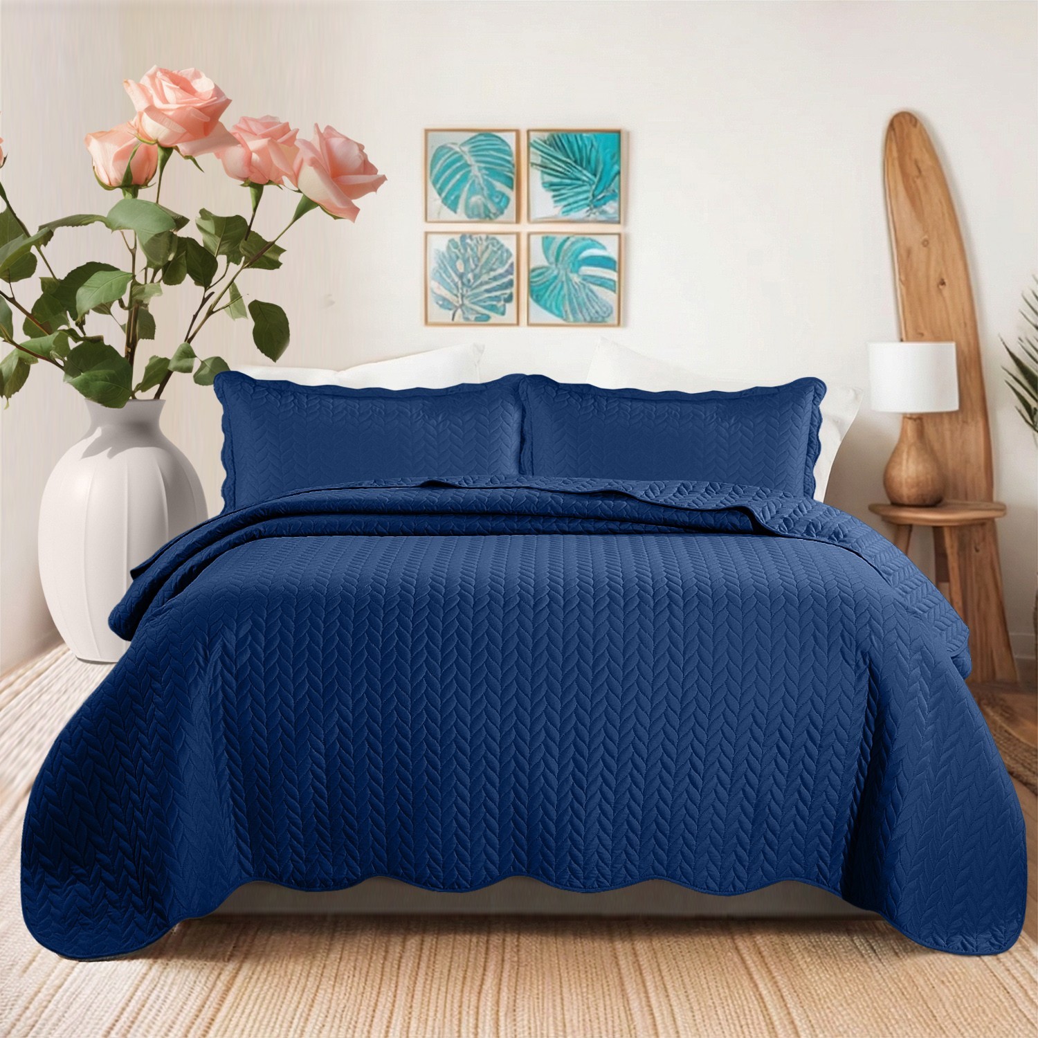 Quilted Bedspread Quilt Set with Pillow Sham Soft Comforter Coverlet Throw Twin gallery