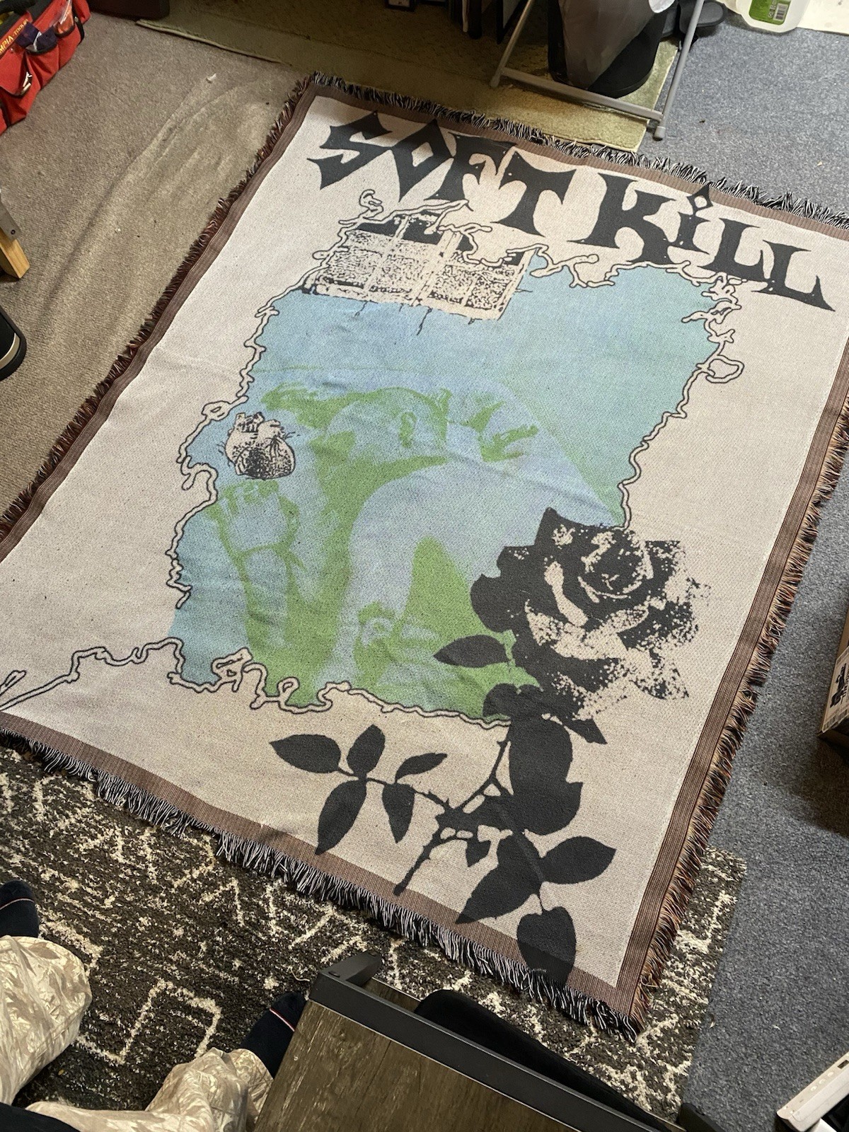 Soft Kill Throw Blanket White Gray Blue Black Rug Knitted Blanket Band Music gallery