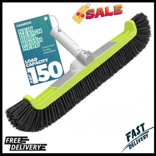 18" Pool Brush Head for Cleaning Swimming Walls,Curved Ends Scrub Brush Black US gallery