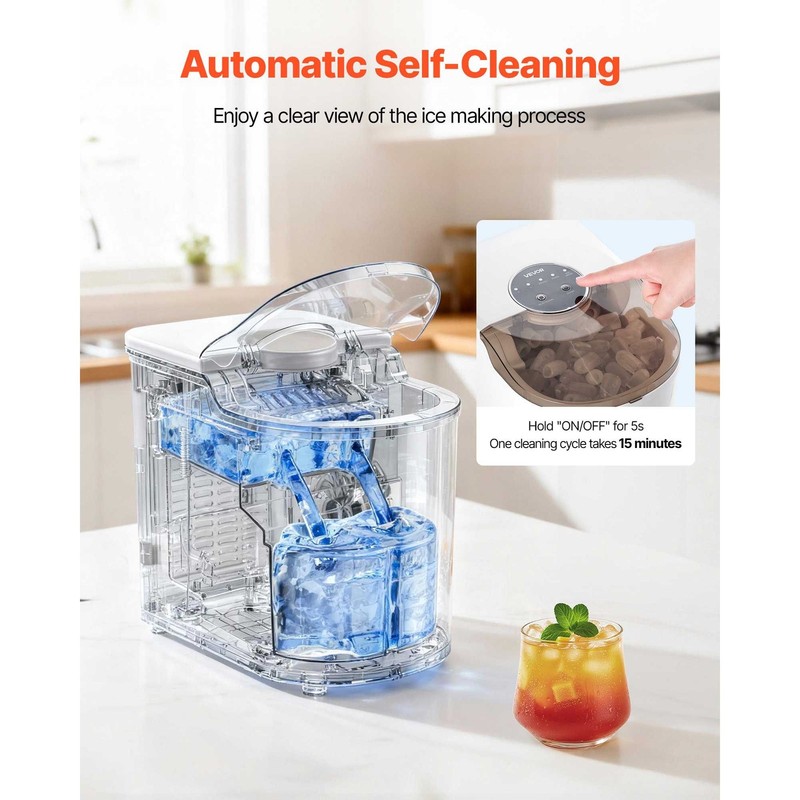 Compact 2-Size Ice Maker 7 Cubes/6 Min, 26lb/Day gallery