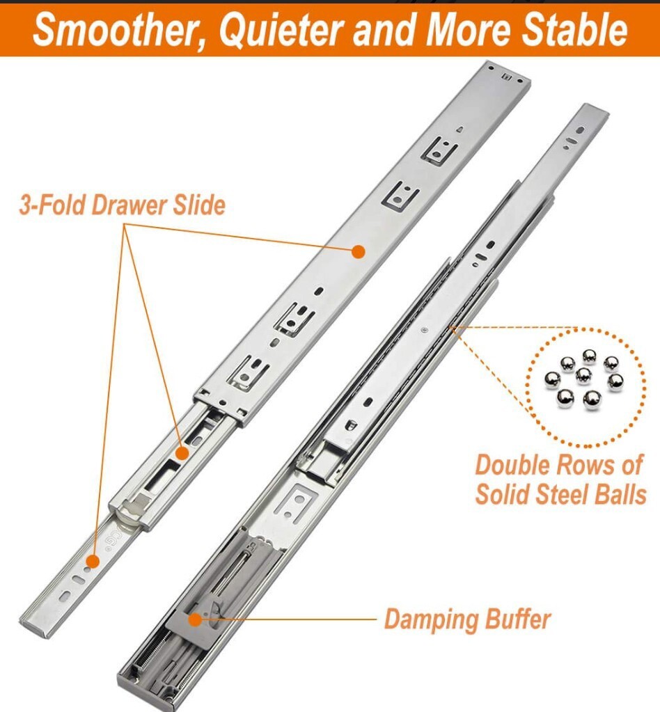 10 Pairs 22" Soft-Close Drawer Slides Ball Bearing Full Extension 100 Lbs gallery