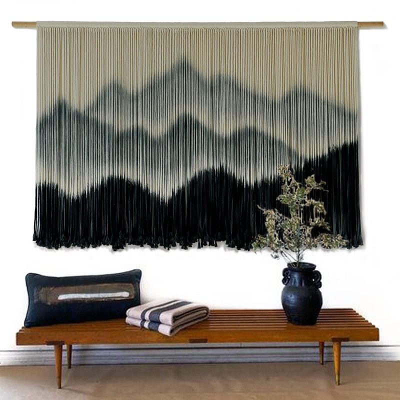IOWER Macrame Wall Hanging Mountain Dip-Dyed Macrame Wall Decor Lar... Fast Ship gallery