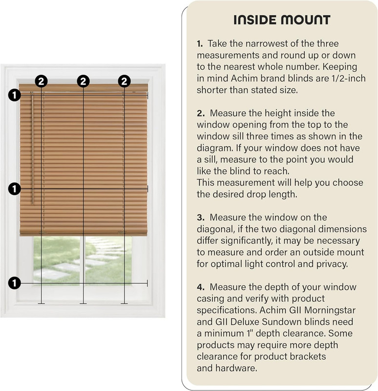 Cordless Light Filtering Mini Blind - 22 Inch Width, 64 Inch Length, 1" Slat Siz gallery