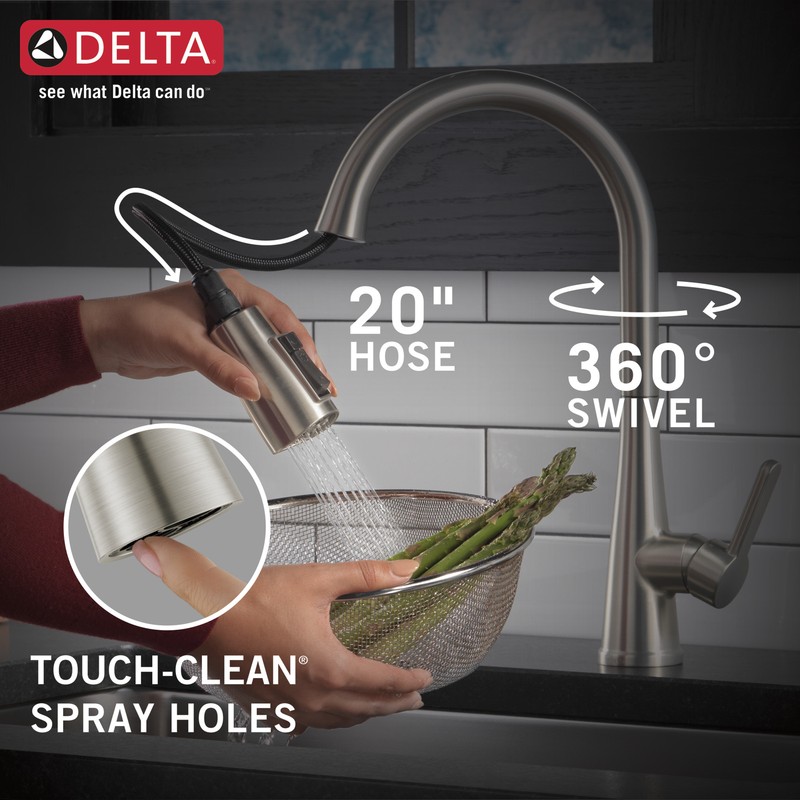 Delta Greydon Pull-Down Kitchen Faucet w/Soap in Stainless-Certified Refurbished gallery