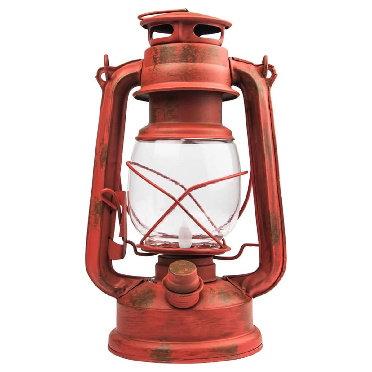 Retro 100 Lumen LED Red Metal Lantern, Battery Operated gallery