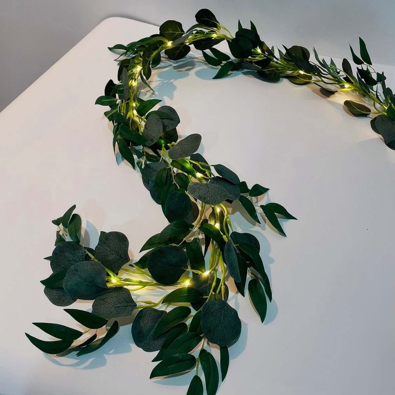 6 ft GREEN Artificial Eucalyptus Leaf GARLAND String Lights Party Decorations gallery