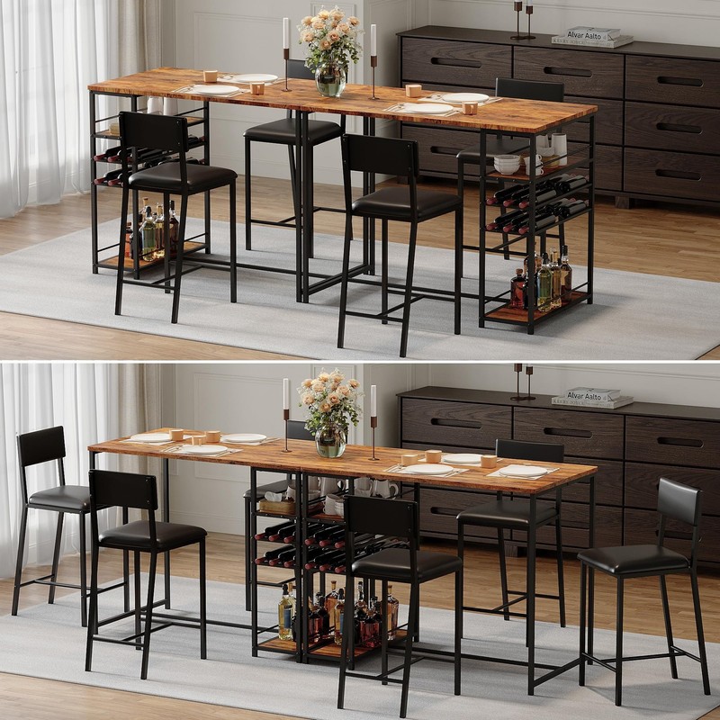 Dining Table Set for 2, Counter Height Table with 2 Upholstered Chairs and St... gallery