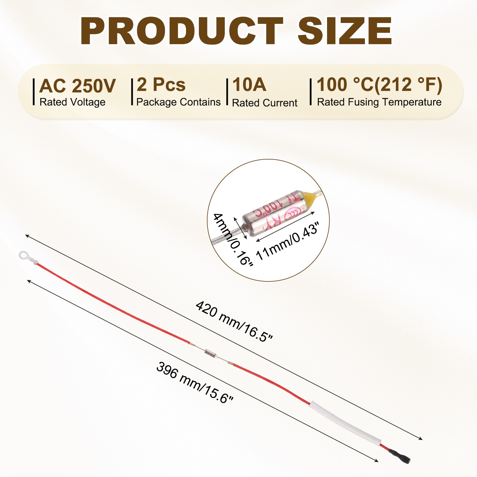 2Pcs 100°C 10A 250V Universal Rice Cooker Thermal Fuse Terminals gallery