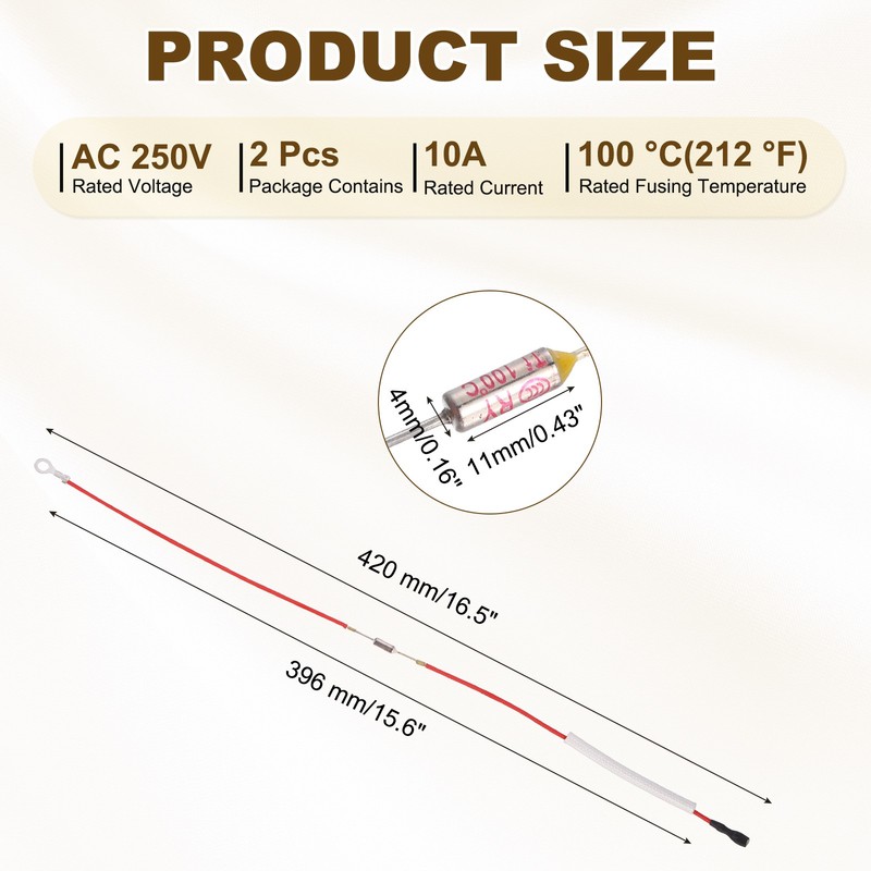 2Pcs 100°C 10A 250V Universal Rice Cooker Thermal Fuse Terminals gallery