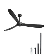 VEVOR 72″ Ceiling Fan Remote Control Quiet Reversible DC Motor Wood Blade Black