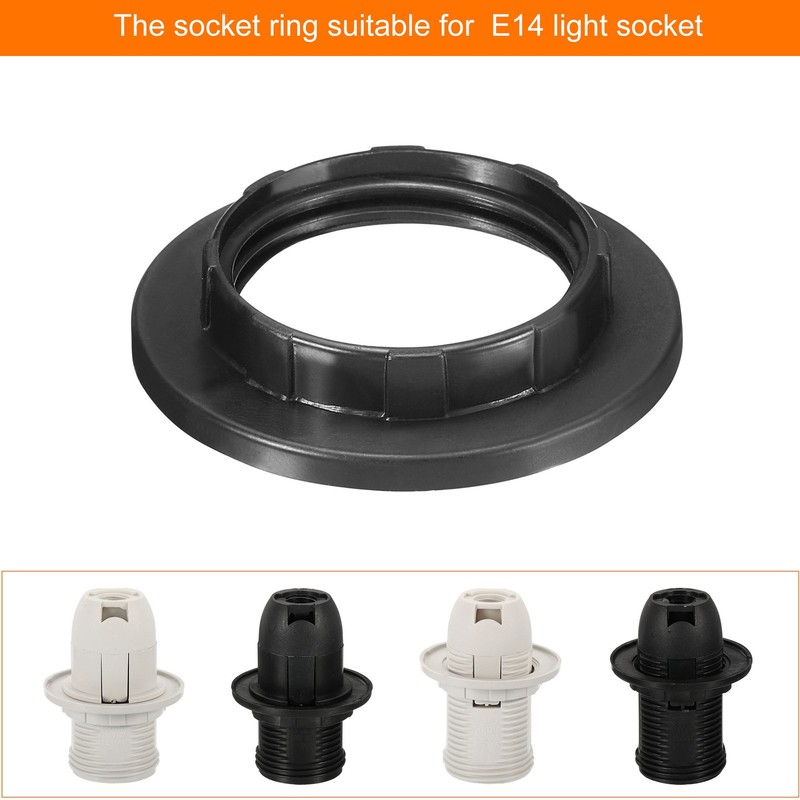 3 Set E14 Light Socket Rings Lamp Shade Holder Adapter Ring Black gallery