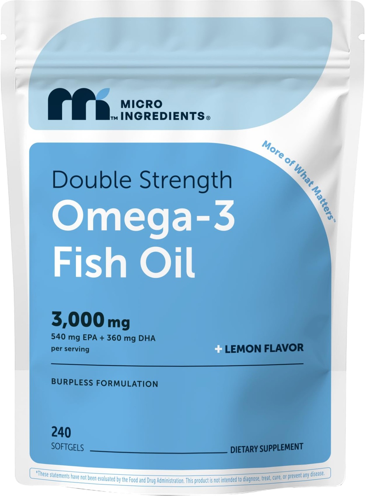 Micro Ingredients Omega 3 Fish Oil Supplements 3,000mg 240 Count (Pack of 1) gallery