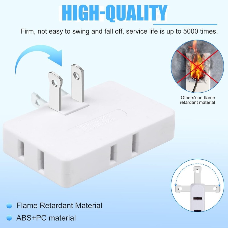 3 Pack AC Flat Wall Outlet Extender Flat Plug Adapter Outlet, Fold-Able 3 Way Wa gallery