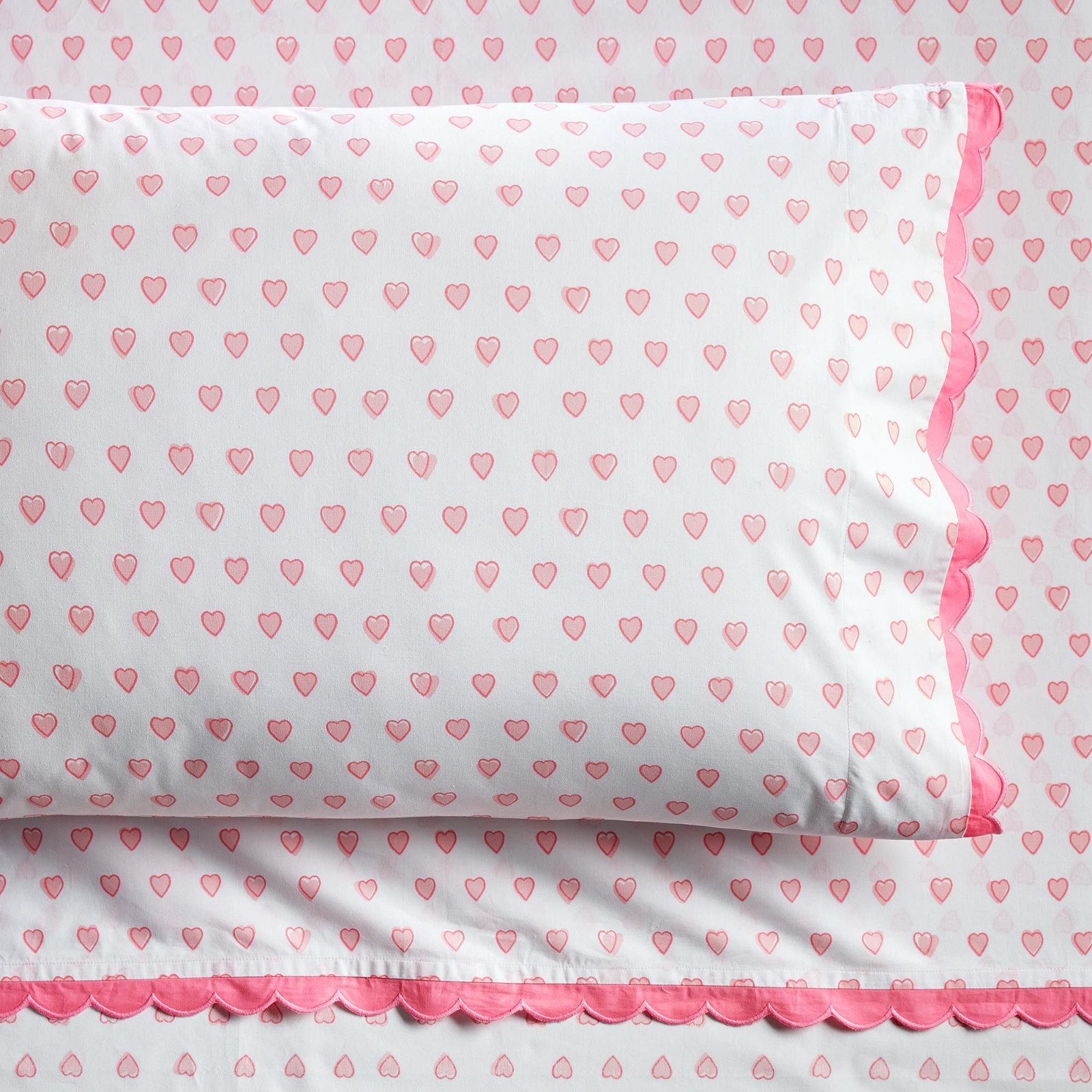 Best Seller Pottery Barn Roller Rabbit Hearts Organic Sheet Set Pink Full gallery