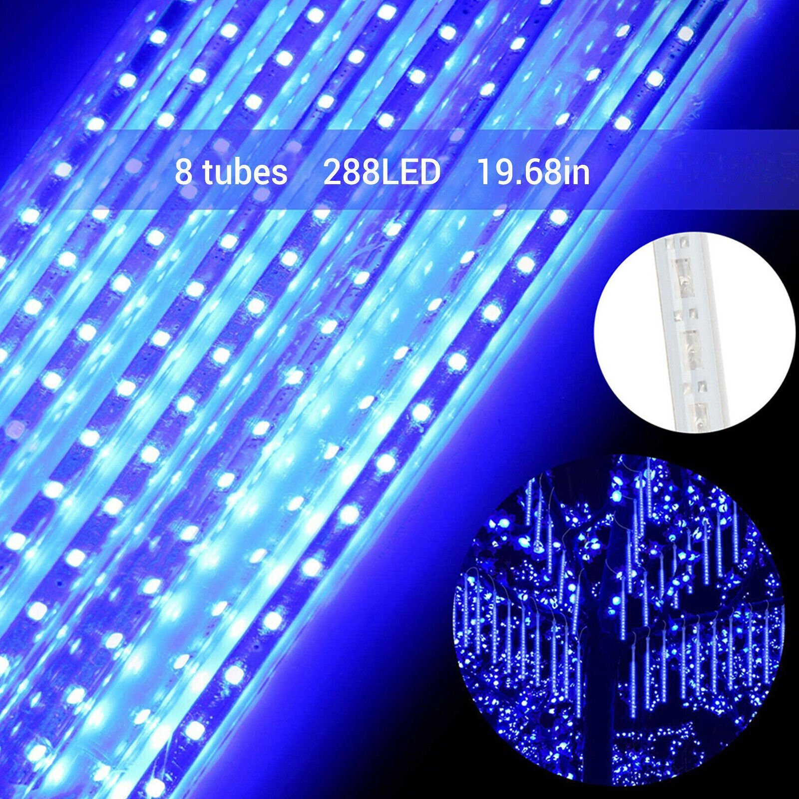 288 LED Solar Meteor Shower Rain Falling Icicle String Lights 8 Tube Tree Decor gallery