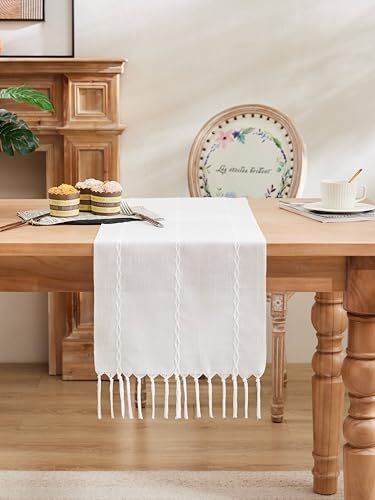 Braided Farmhouse Table Runner 13x48 Inch, 48" x 13" (Runner) Braided White gallery