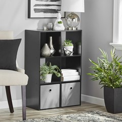 Mainstays 6 Cube Storage Organizer, Black, Shelving Unit