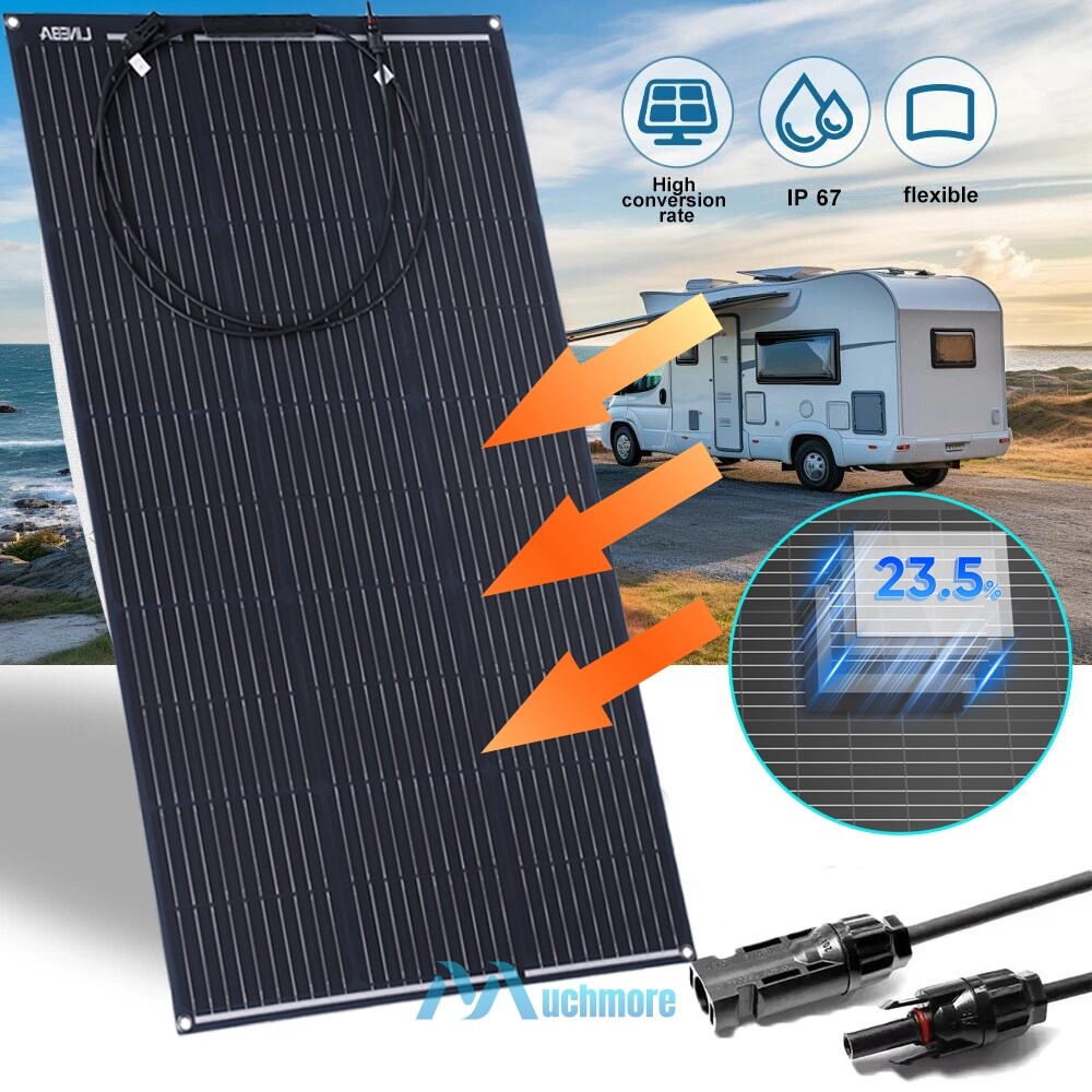 1000W Watt 18V Flexible Mono Solar Panel Home RV Rooftop Camping Off-Grid Power gallery