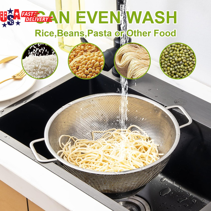 Colander Stainless Steel 3-Quart, Strainer for Kitchen Food, Dishwasher Safe gallery