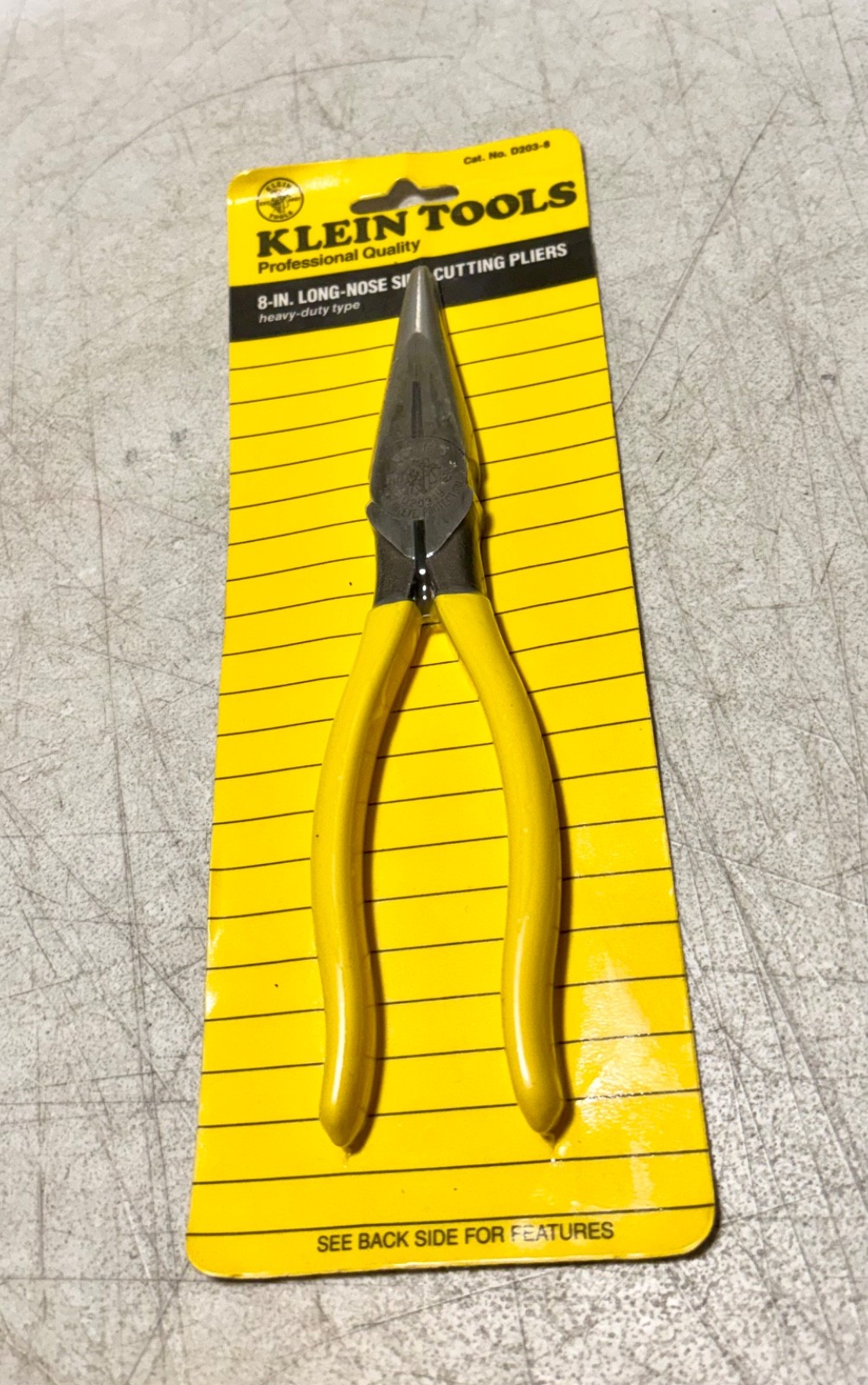 VTG. 1994 KLEIN TOOLS 8" SIDE CUTTING LONG NOSE PLIERS BRAND NEW SEALED D203-8 gallery