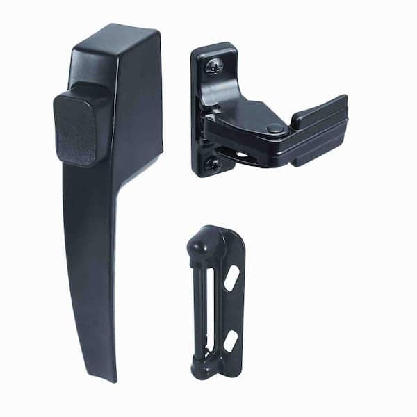 Push Button Screen Storm Door Latch Handle Set Night Lock Lever Metal Door Black gallery