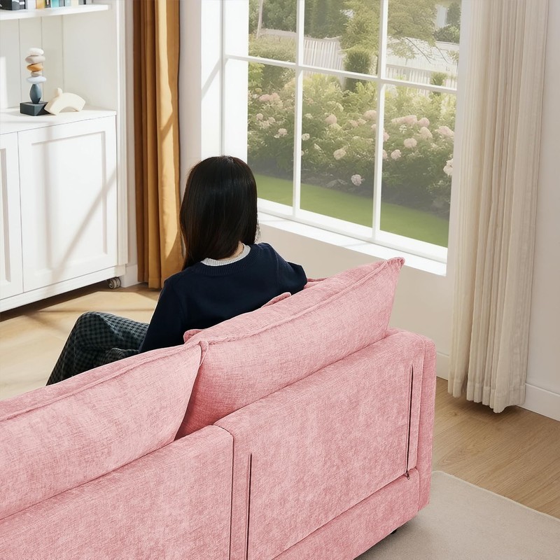 Oversized L-Shaped Boneless Couch, Modular Sectional Sofa Bed W/ Movable Ottoman gallery