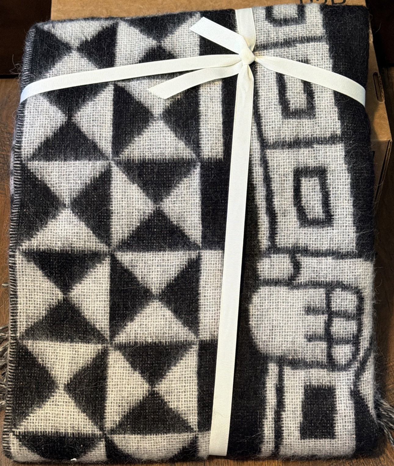 NWT Incalpaca Peruvian Aztec Alpaca Blend Wool Throw 60 x 70” Black Gray gallery