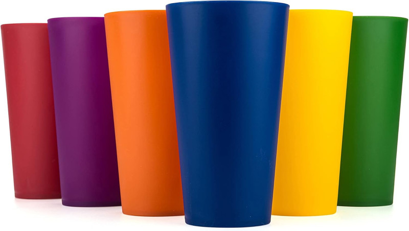 32-Ounce Plastic Tumblers Large Drinking Glasses, Set of 6 Multicolor gallery