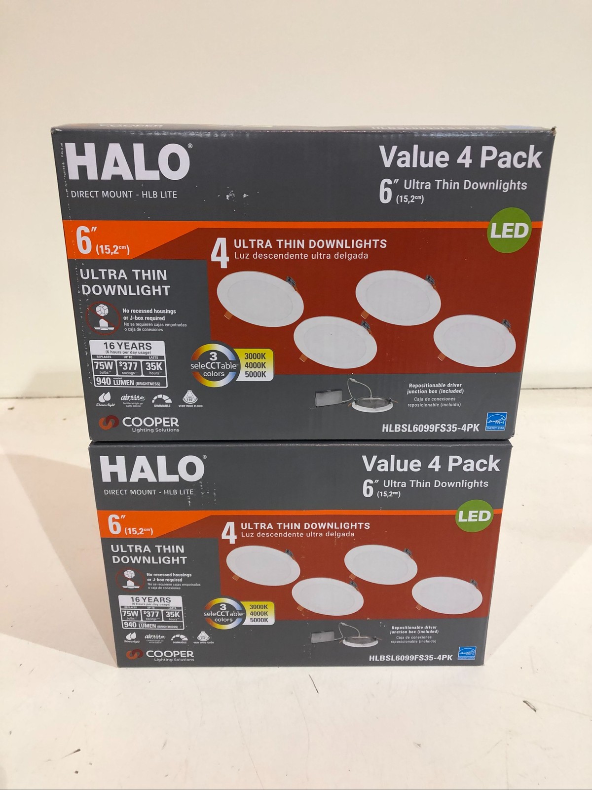 Halo 6 in. 3000K-5000K Selectable CCT LED White Downlight Recessed Light (8pk) gallery