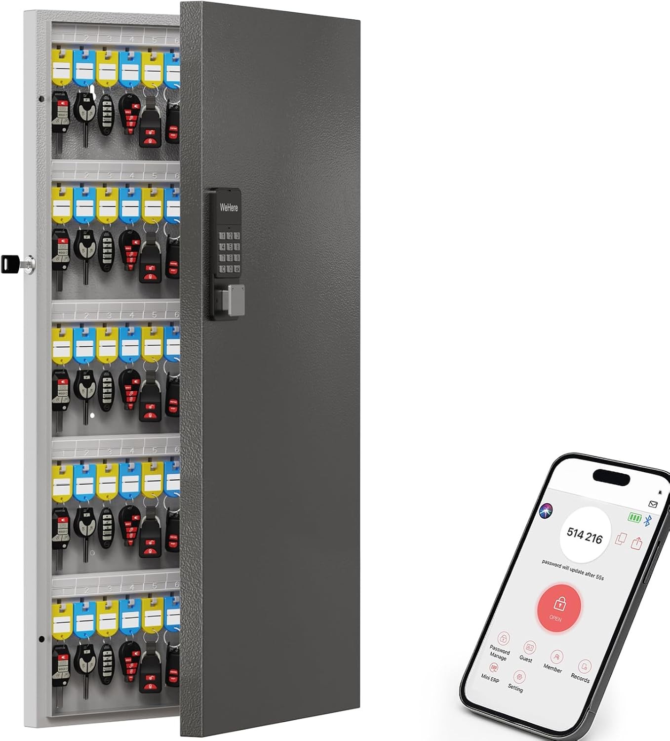 WeHere 120 Key Lock Box Wall Mount, APP 120 keys(smart), Black gallery