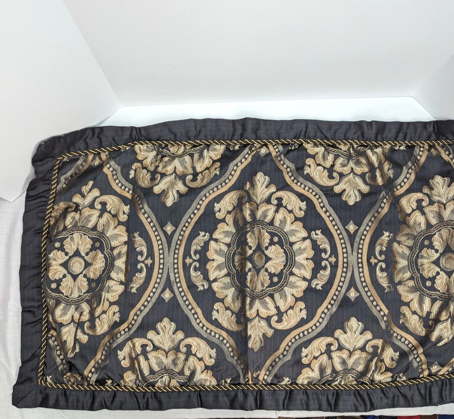 Linen N Things Single King Sham Black with Gold Floral Design 23in by 38in gallery